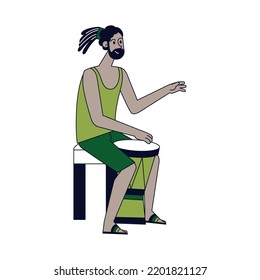 Isolated Male Character Playing A Single Drum Samba Music Vector