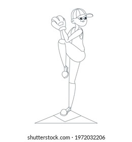 Isolated male character practicing baseball