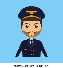 Isolated male pilot on a white background