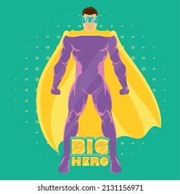 Isolated male superhero cartoon on halftone background Vector