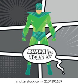Isolated male superhero cartoon on a comic page book background Vector