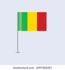 Bandera aislada de la tabla de Malí en el poste, diseño de Vector de la bandera de Malí para la impresión y el Web