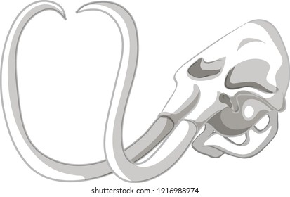 Isolated mammoth skull on white background illustration