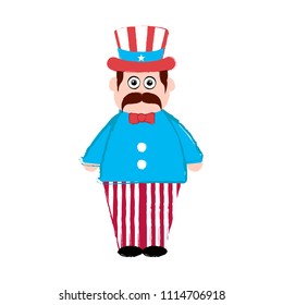Isolated man with an american party hat