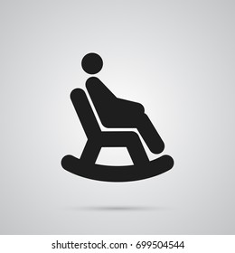 Isolated Man In Armchair Icon Symbol On Clean Background. Vector Rocking Chair Element In Trendy Style.