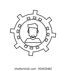 Isolated man avatar inside gear design