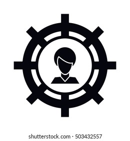 Isolated man avatar inside gear design