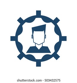 Isolated man avatar inside gear design