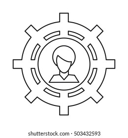 Isolated man avatar inside gear design
