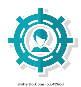 Isolated man avatar inside gear design