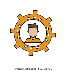 Isolated man avatar inside gear design