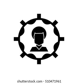 Isolated man avatar inside gear design