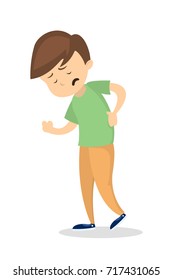 Isolated man with backache on white background.