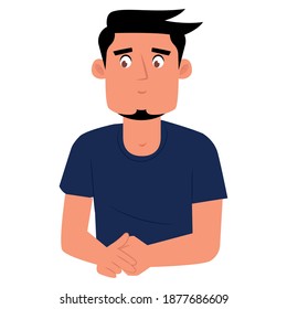 Isolated man with beard hygge style icon - Vector