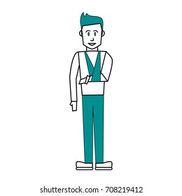 Isolated man with broken arm design