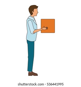 Isolated man cartoon with box design