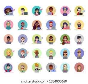 Isolated man cartoon chatting. Video call - Vector