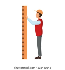 Isolated man cartoon with ruler design