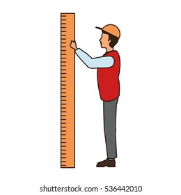 Isolated man cartoon with ruler design