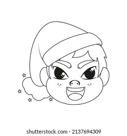 Las navidades del hombre aislado trazan la linea linda linda de la ilustración del vector facial