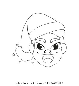 Las navidades del hombre aislado trazan la linea linda linda de la ilustración del vector facial