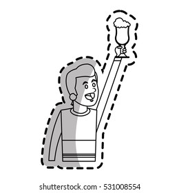 Isolated man with coffee design