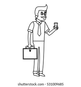 Isolated man with coffee design