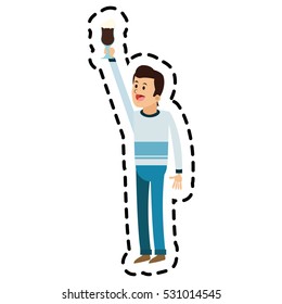 Isolated man with coffee design