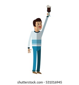 Isolated man with coffee design