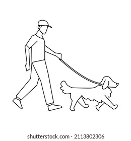 Isolated man dog people activities vector illustration