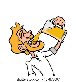 Isolated man drinking a beer, Oktoberfest Vector illustration