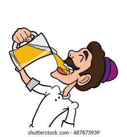 Isolated man drinking a beer, Oktoberfest Vector illustration