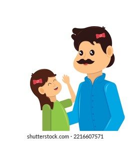 Isolated man and girl Father and daugther Vector