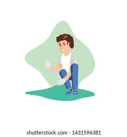 Isolated man with gloves design