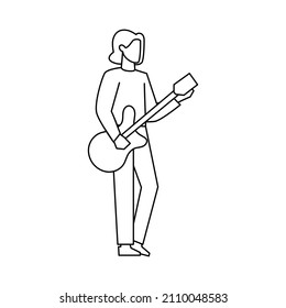 Isolated man guitar draw people activities vector illustration