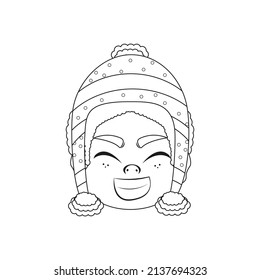 Isolated man happy christmas draw borderline cute face vector illustration