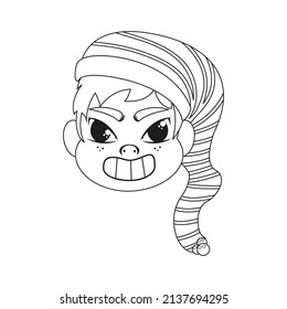 Isolated man hat christmas draw borderline cute face vector illustration