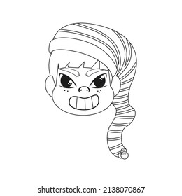 Isolated man hat christmas draw borderline cute face vector illustration