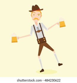 Isolated man holding a beer, Oktoberfest vector illustration