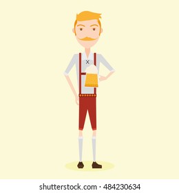 Isolated man holding a beer, Oktoberfest vector illustration