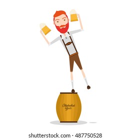Isolated man holding a beer, Oktoberfest Vector illustration