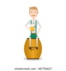 Isolated man holding a beer, Oktoberfest Vector illustration