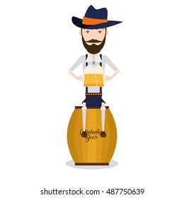 Isolated man holding a beer, Oktoberfest Vector illustration