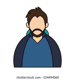 Isolated man with jacket of winter design