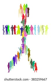 Isolated Man made of Vector Silhouettes 