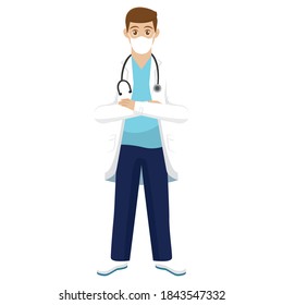 Isolated Man Medical Doctor hero white icon - Vector