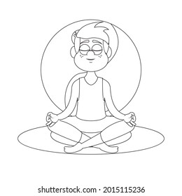 Isolated man meditating Yoga Healthy lifestyle Vector illustration