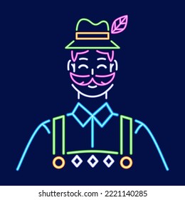 Isolated man neon oktoberfest vector illustration