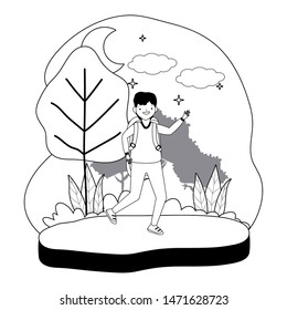 Isolated man at night design