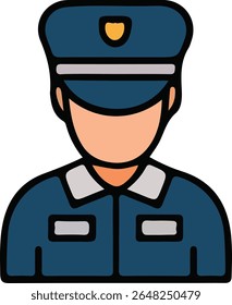 Isolated Man Police Icon Illustration in Uniform on White Background